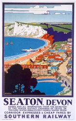 Seaton, Devon, affiche publicitaire pour Southern Railway